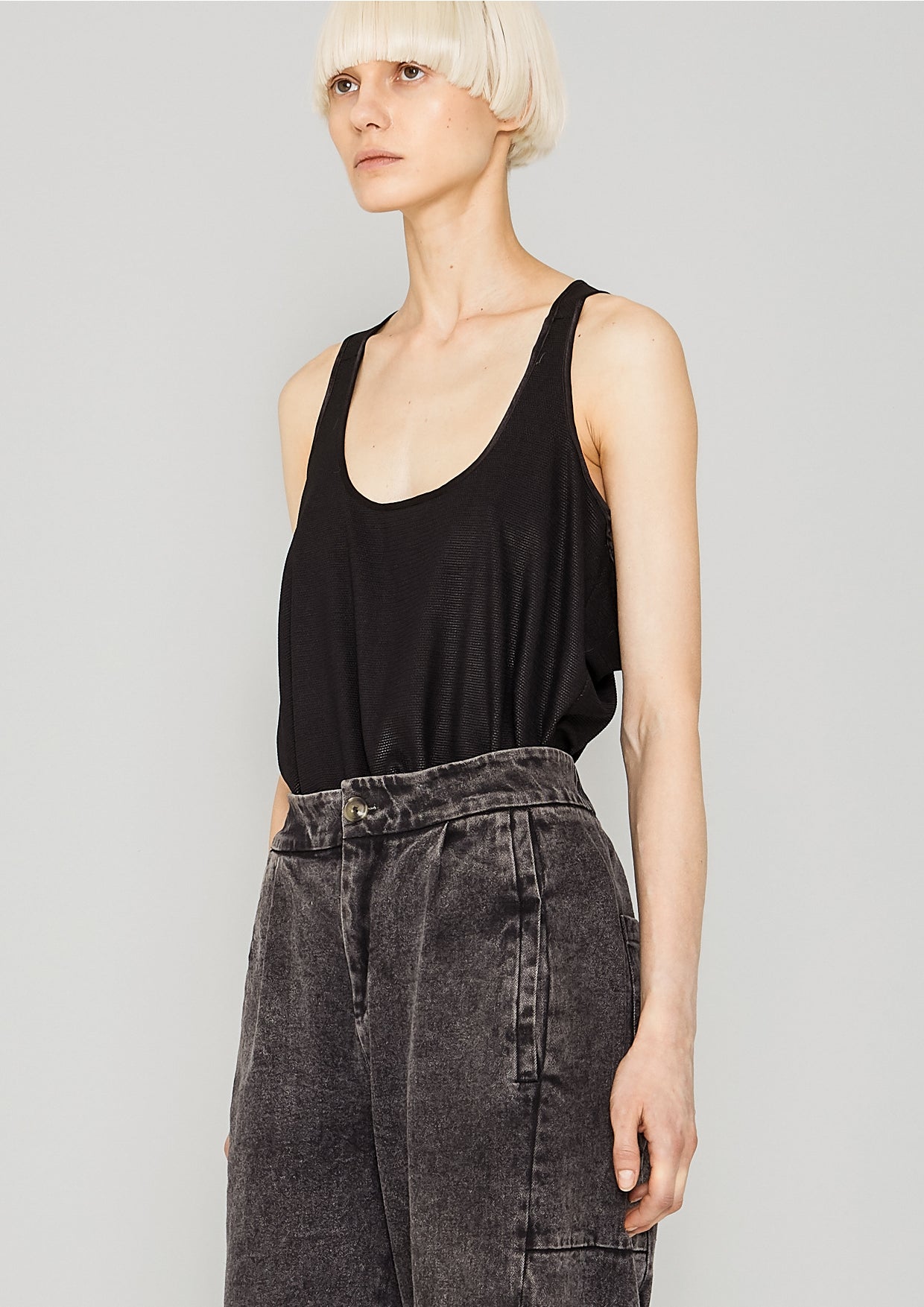 TANK TOP - FANCY TECH LACES STRETCH black - BERENIK