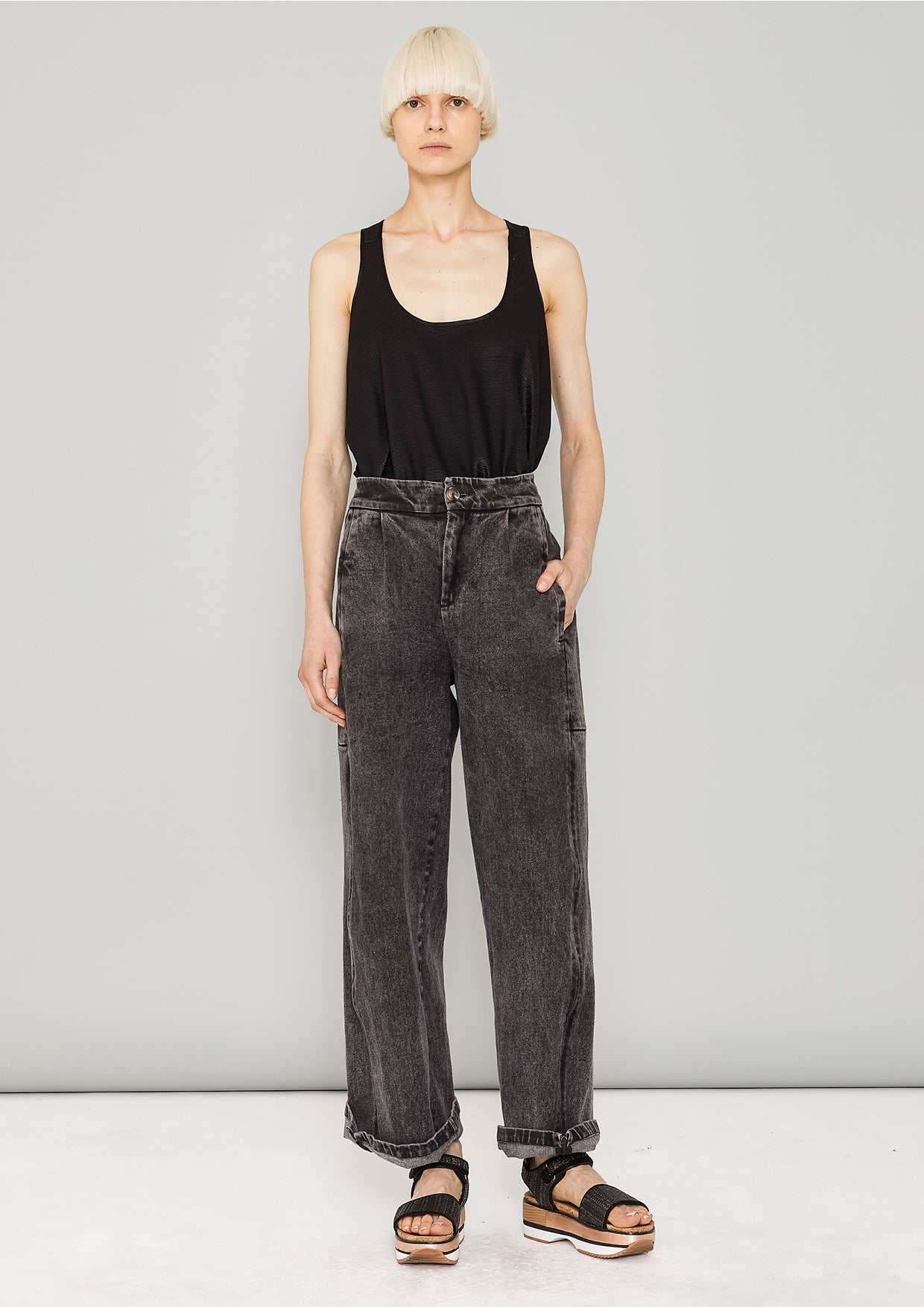 TANK TOP - FANCY TECH LACES STRETCH black - BERENIK