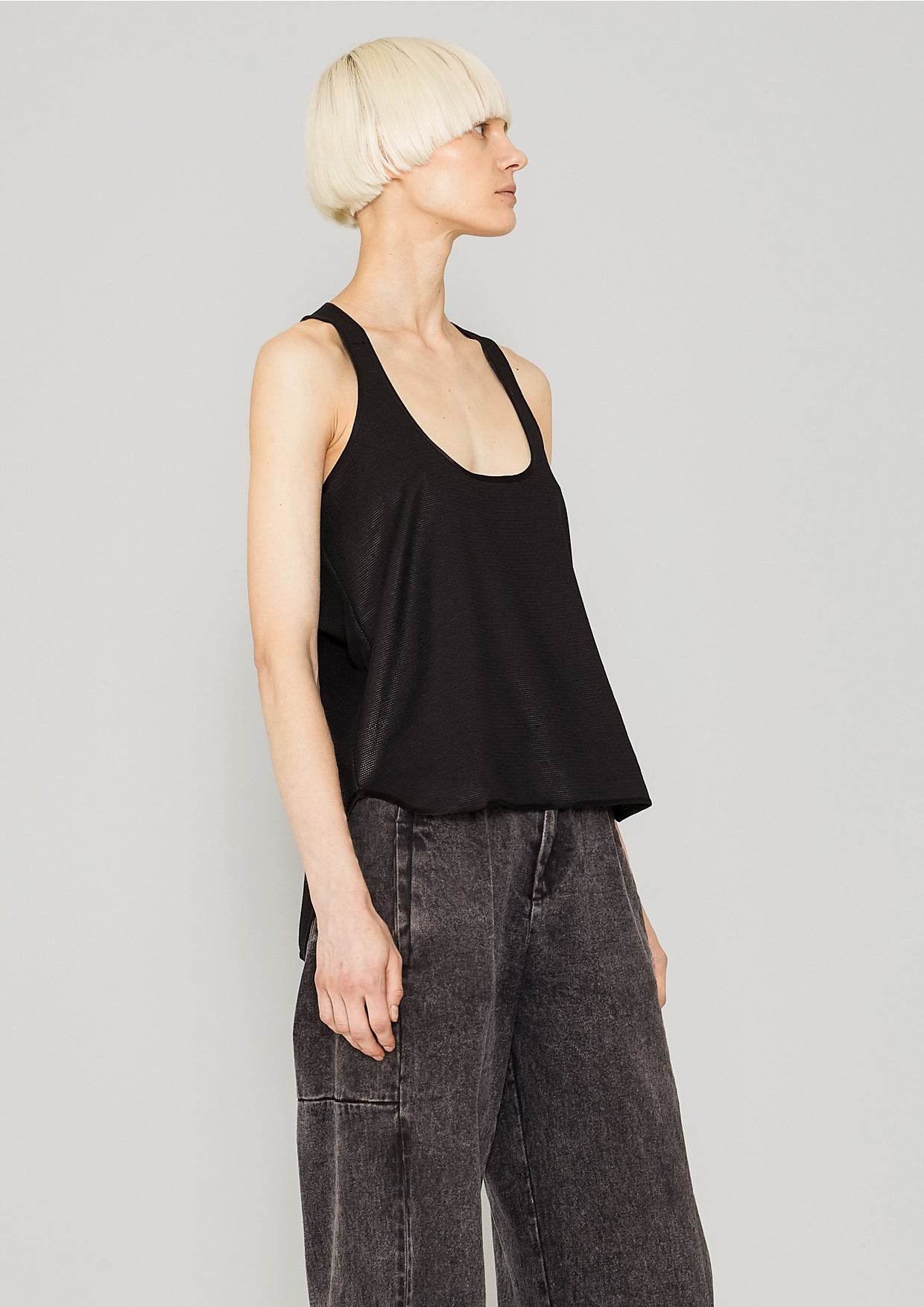 TANK TOP FANCY TECH LACES STRETCH black BERENIK