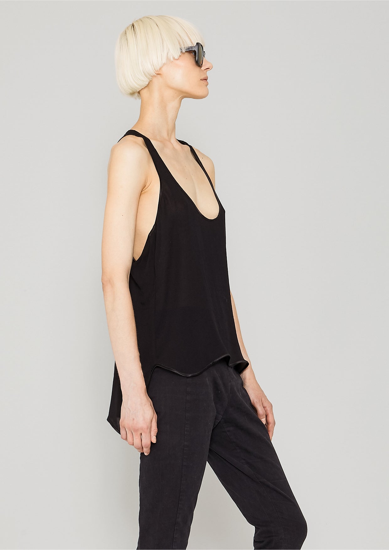 TANK TOP - VINTAGE GEORGETTE black - BERENIK