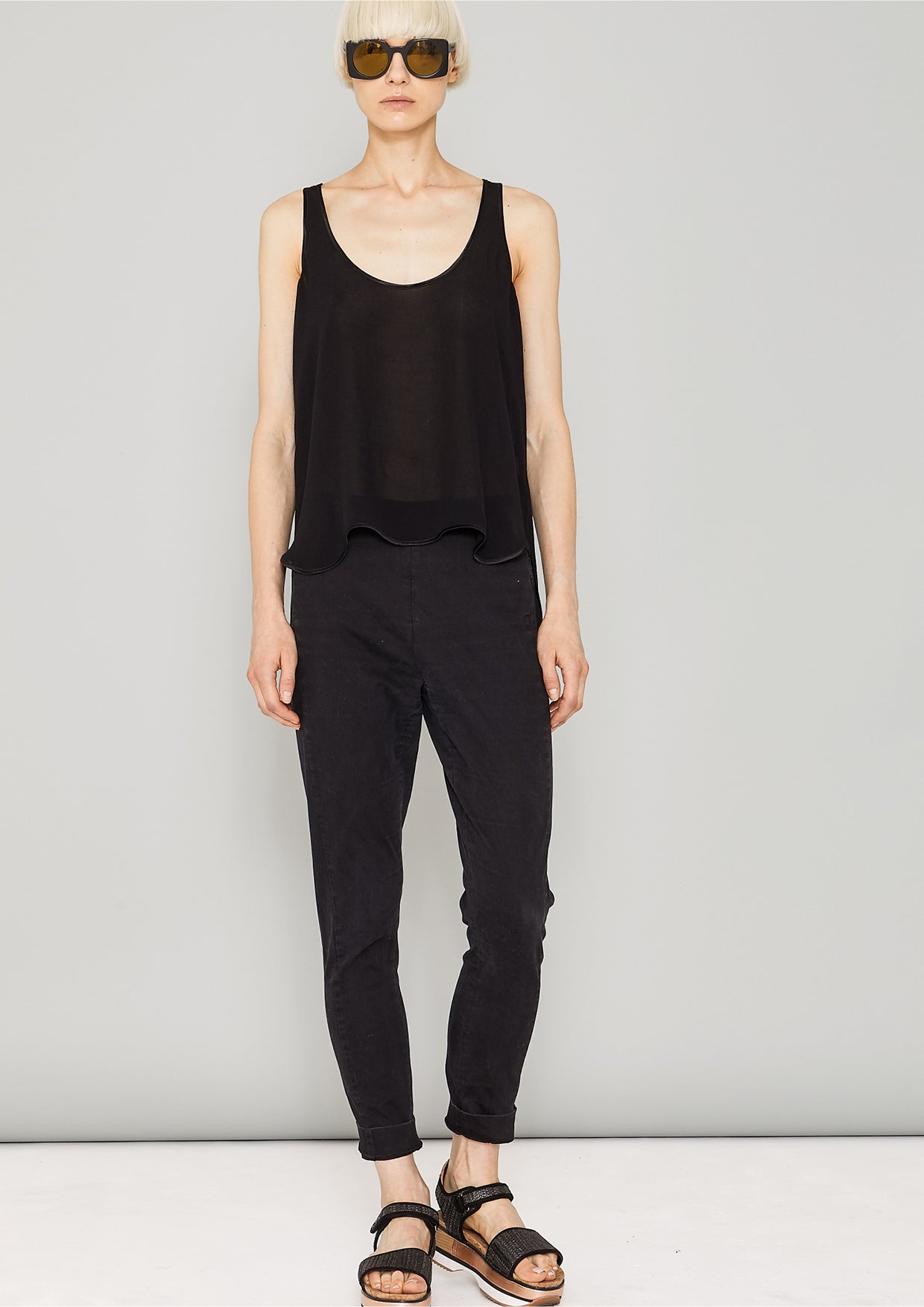 TANK TOP - VINTAGE GEORGETTE black - BERENIK