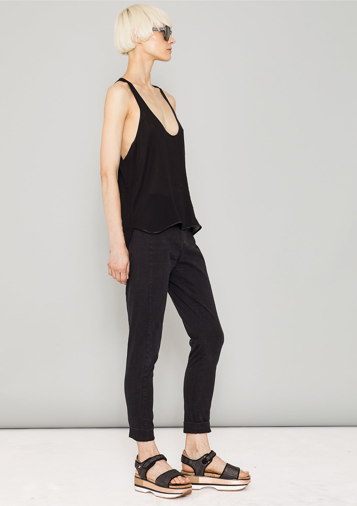 TANK TOP - VINTAGE GEORGETTE black - BERENIK