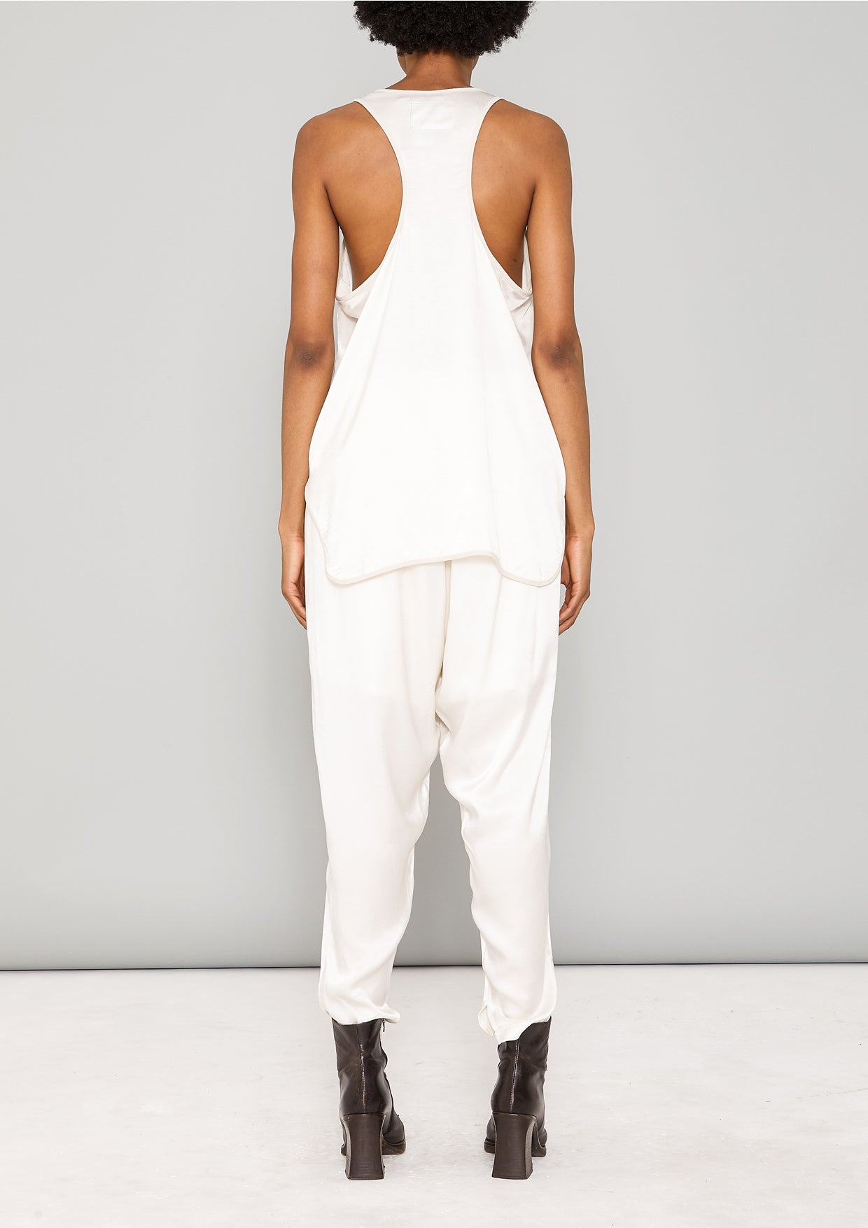 TANK TOP - SILKY RAYON SATIN white shiny - BERENIK