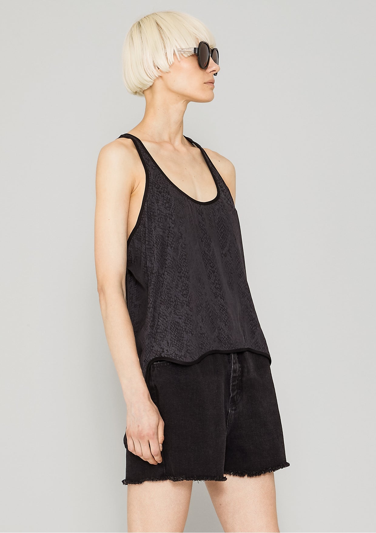 TANK TOP - JACQUARD SATIN black snake - BERENIK