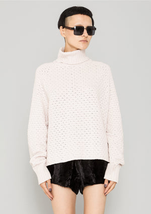 SWEATER TURTLENECK - KNIT PEARL beige - BERENIK