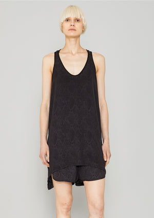 TANK TOP OVERSIZED - JACQUARD SATIN black snake - BERENIK