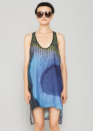 TANK TOP OVERSIZED - SILKY CUPRO printed peacock - BERENIK