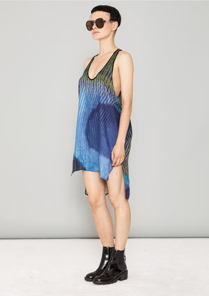 TANK TOP OVERSIZED - SILKY CUPRO printed peacock - BERENIK