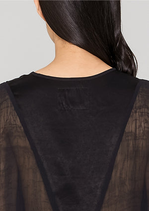 SHIRT - SILKY RAYON SATIN black shiny - BERENIK