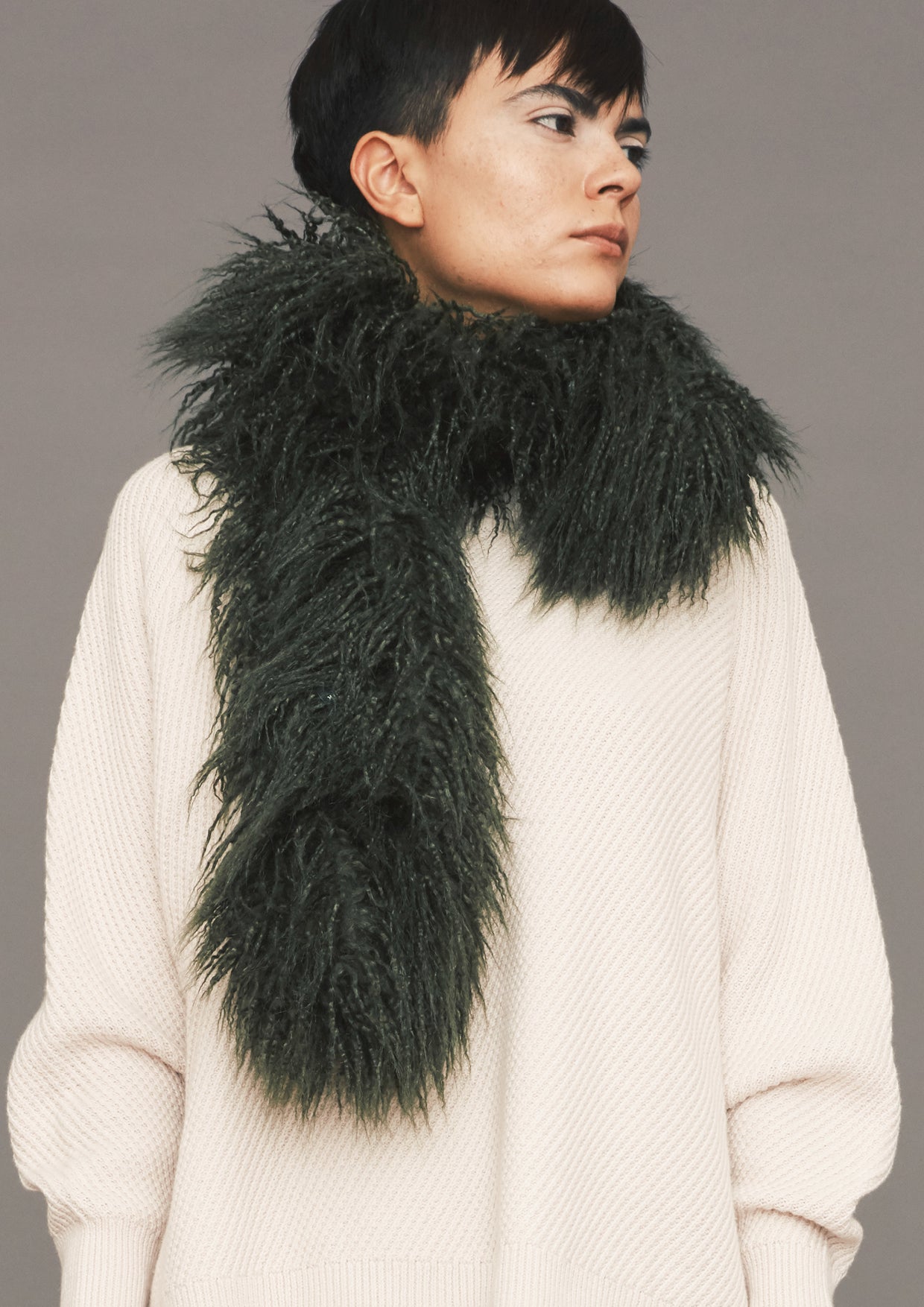 SWEATER - KNIT BIAS RIB ivory - BERENIK