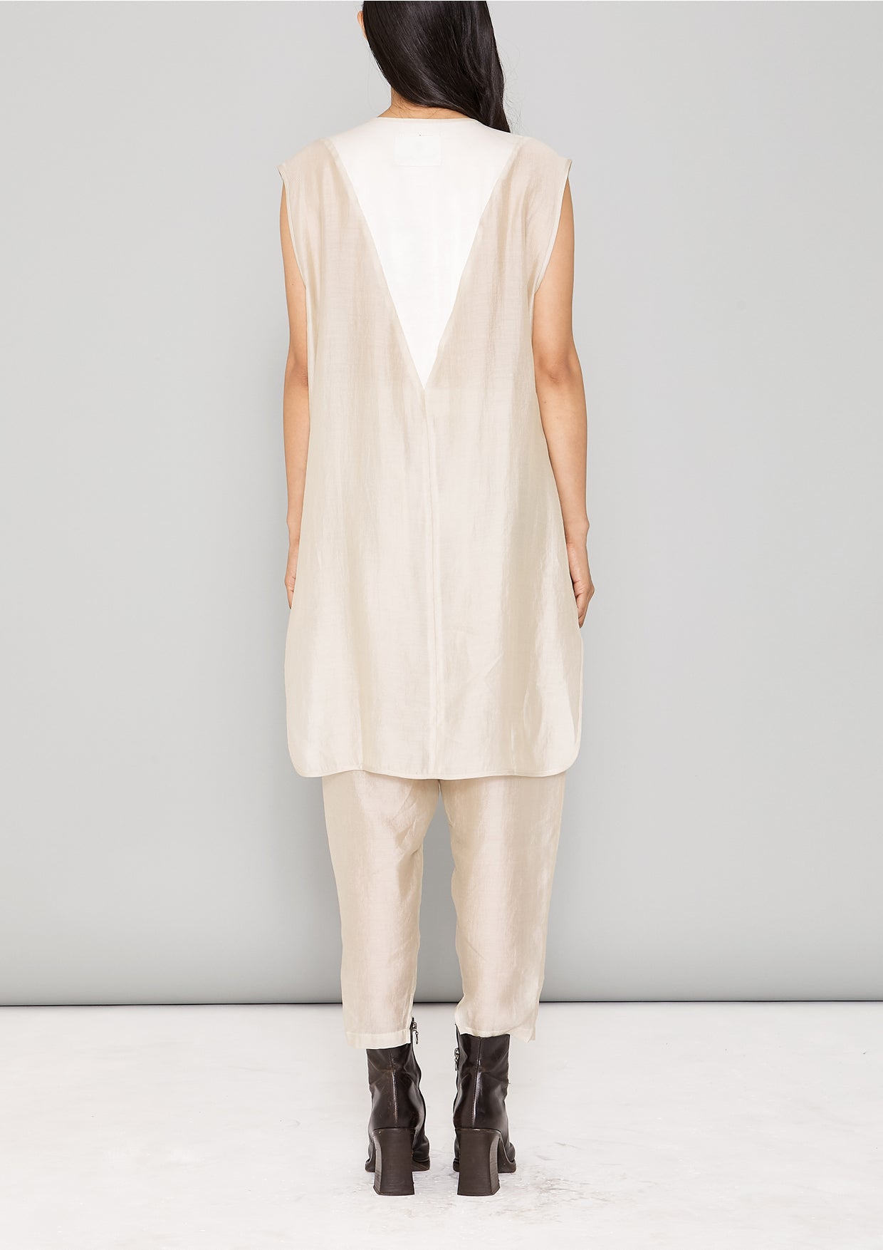 SHIRT - SILKY RAYON SATIN white shiny - BERENIK