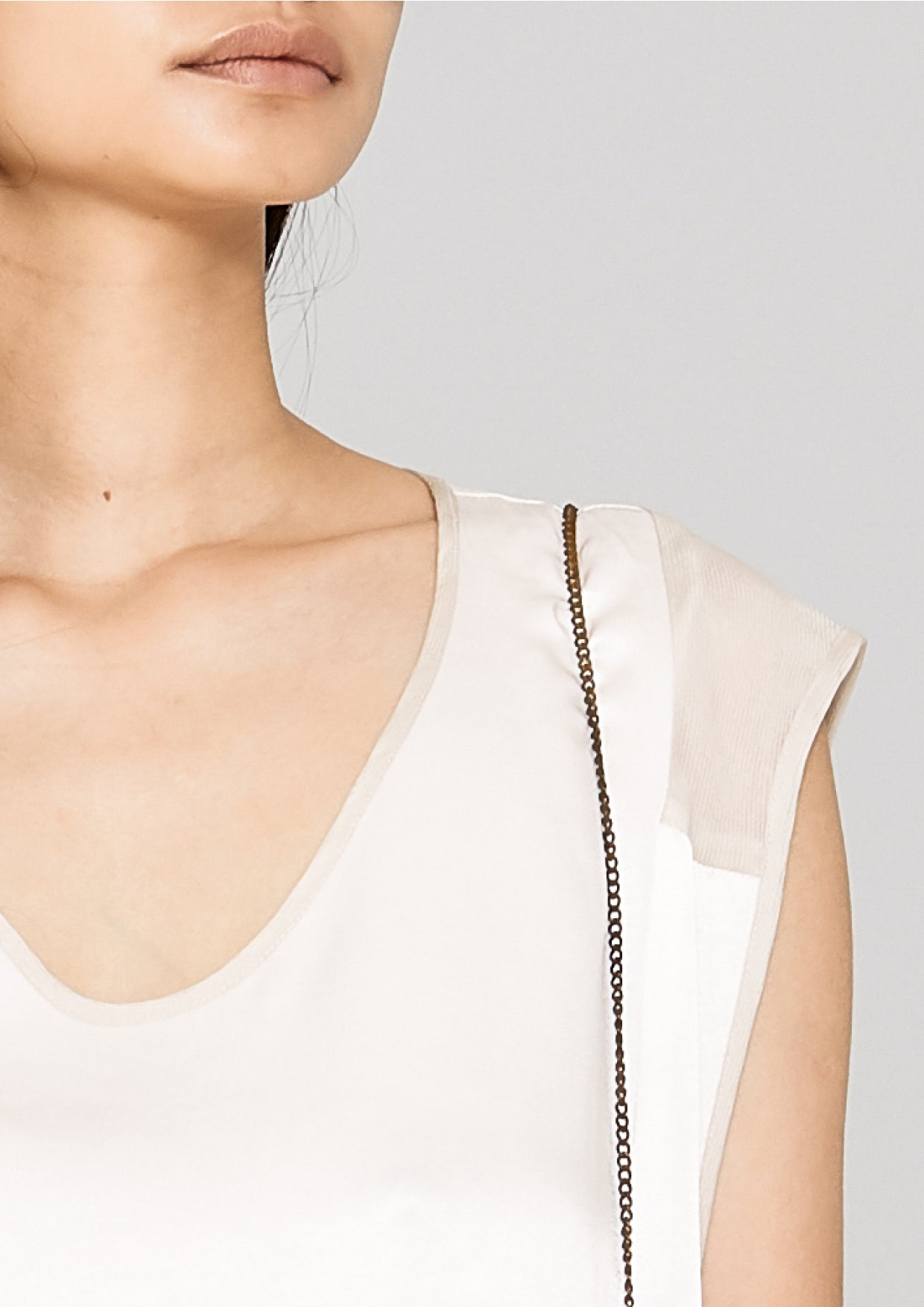 SHIRT - SILKY RAYON SATIN white shiny - BERENIK