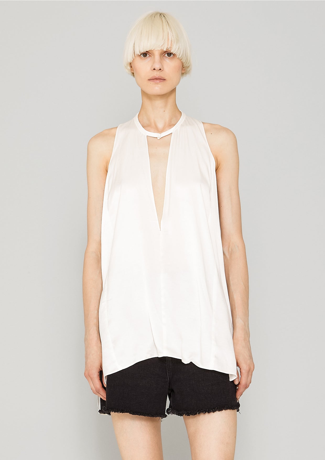 SHIRT - SILKY RAYON SATIN white - BERENIK