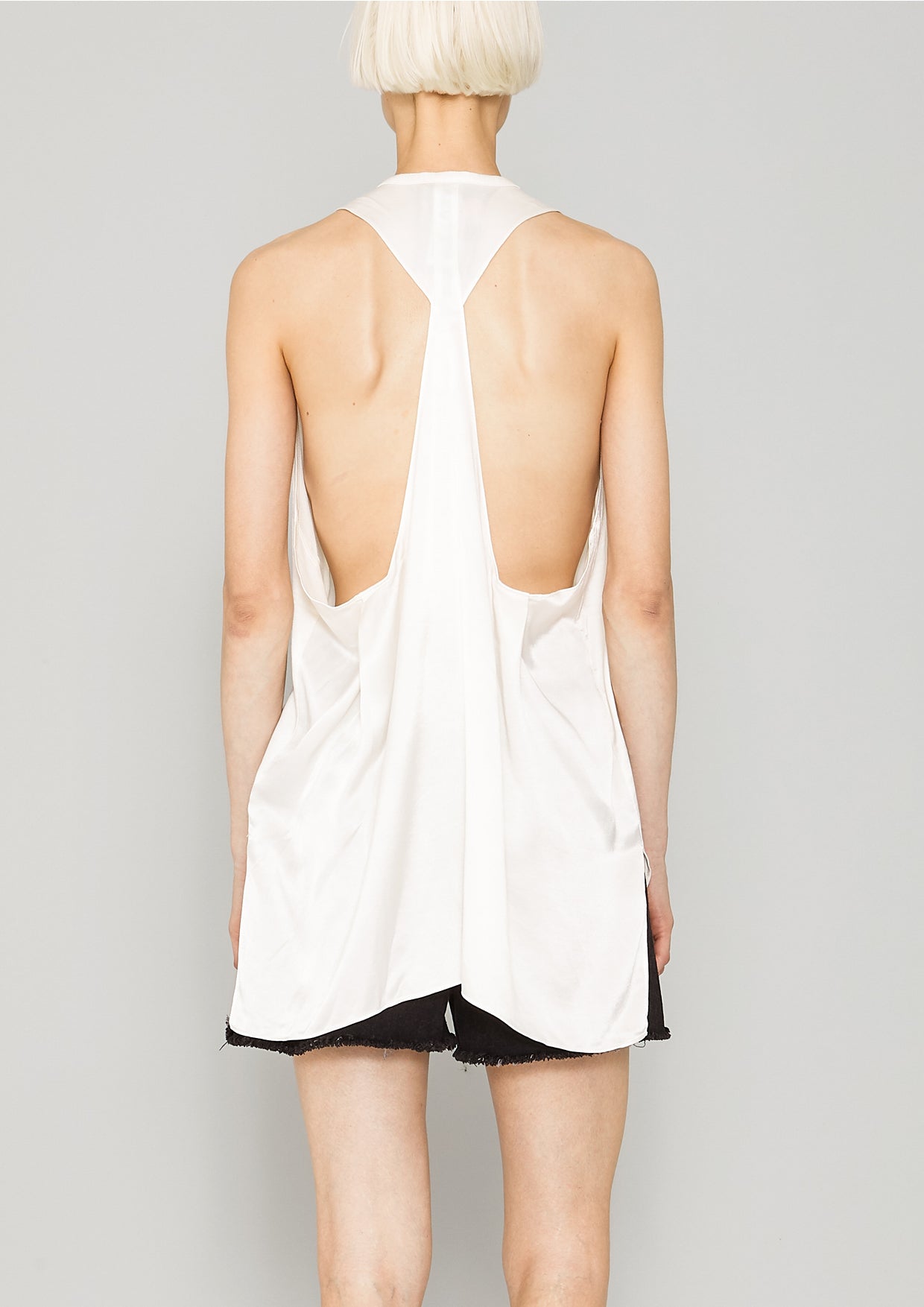 SHIRT - SILKY RAYON SATIN white - BERENIK