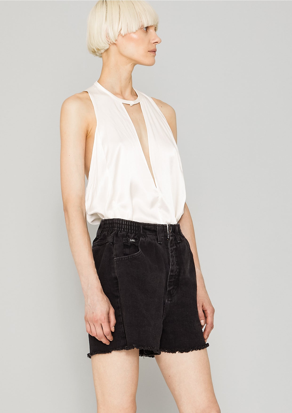 SHIRT - SILKY RAYON SATIN white - BERENIK