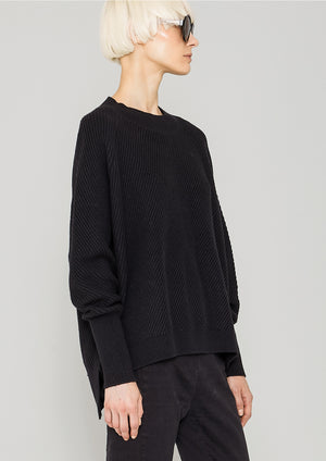 SWEATER - KNIT BIAS RIB black - BERENIK