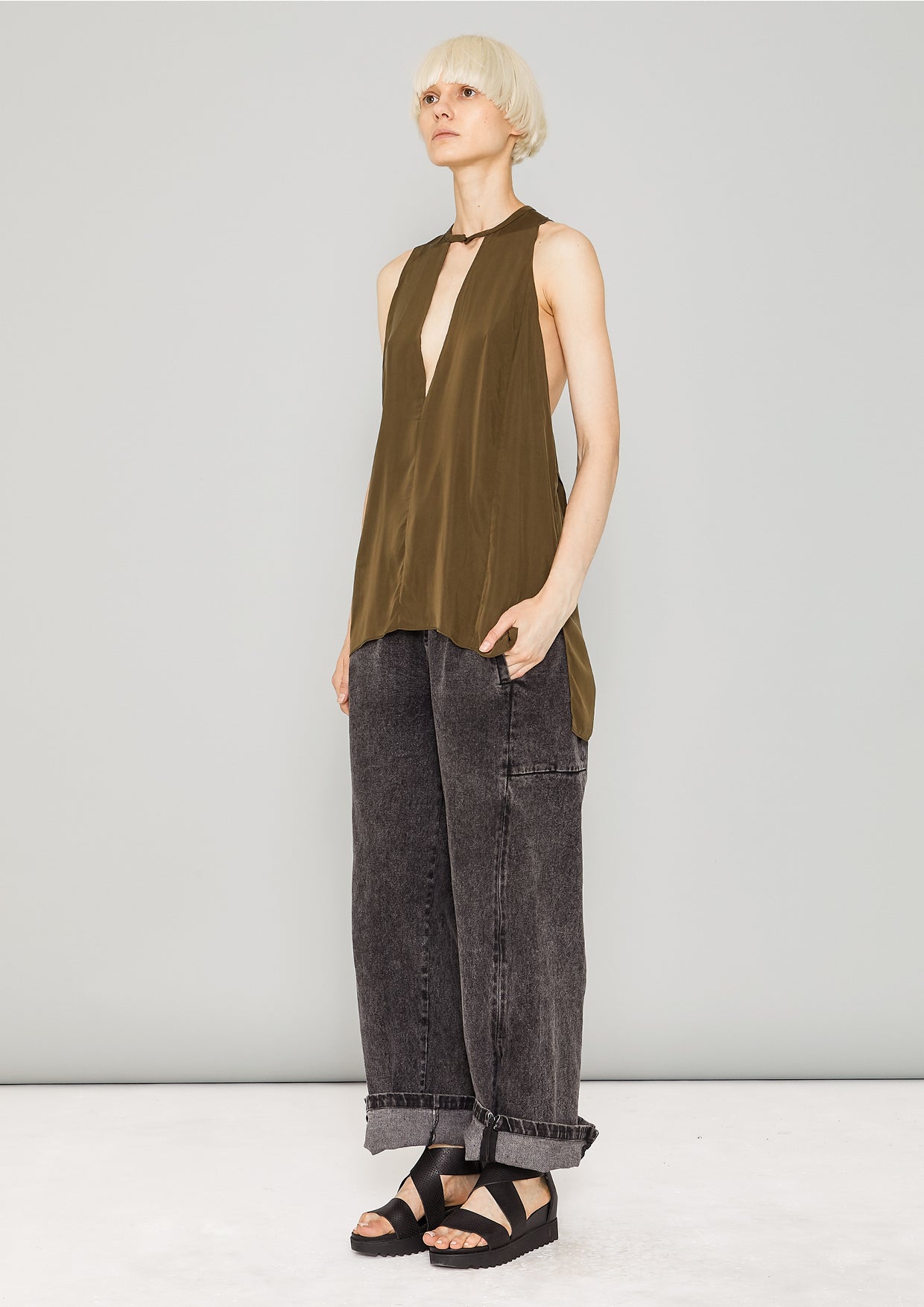 SHIRT - SILKY CUPRO khaki - BERENIK