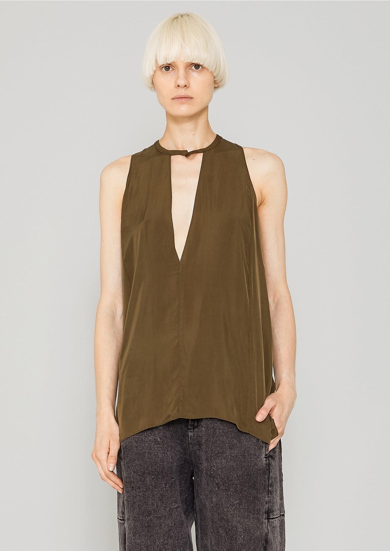 SHIRT - SILKY CUPRO khaki - BERENIK