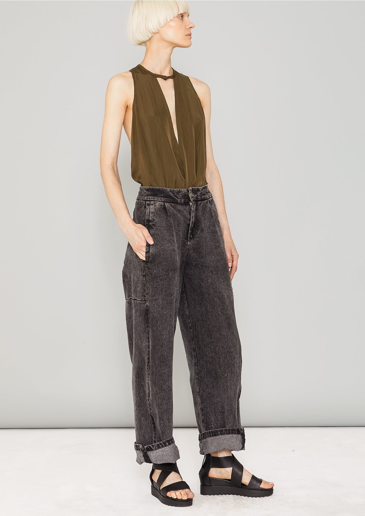 SHIRT - SILKY CUPRO khaki - BERENIK