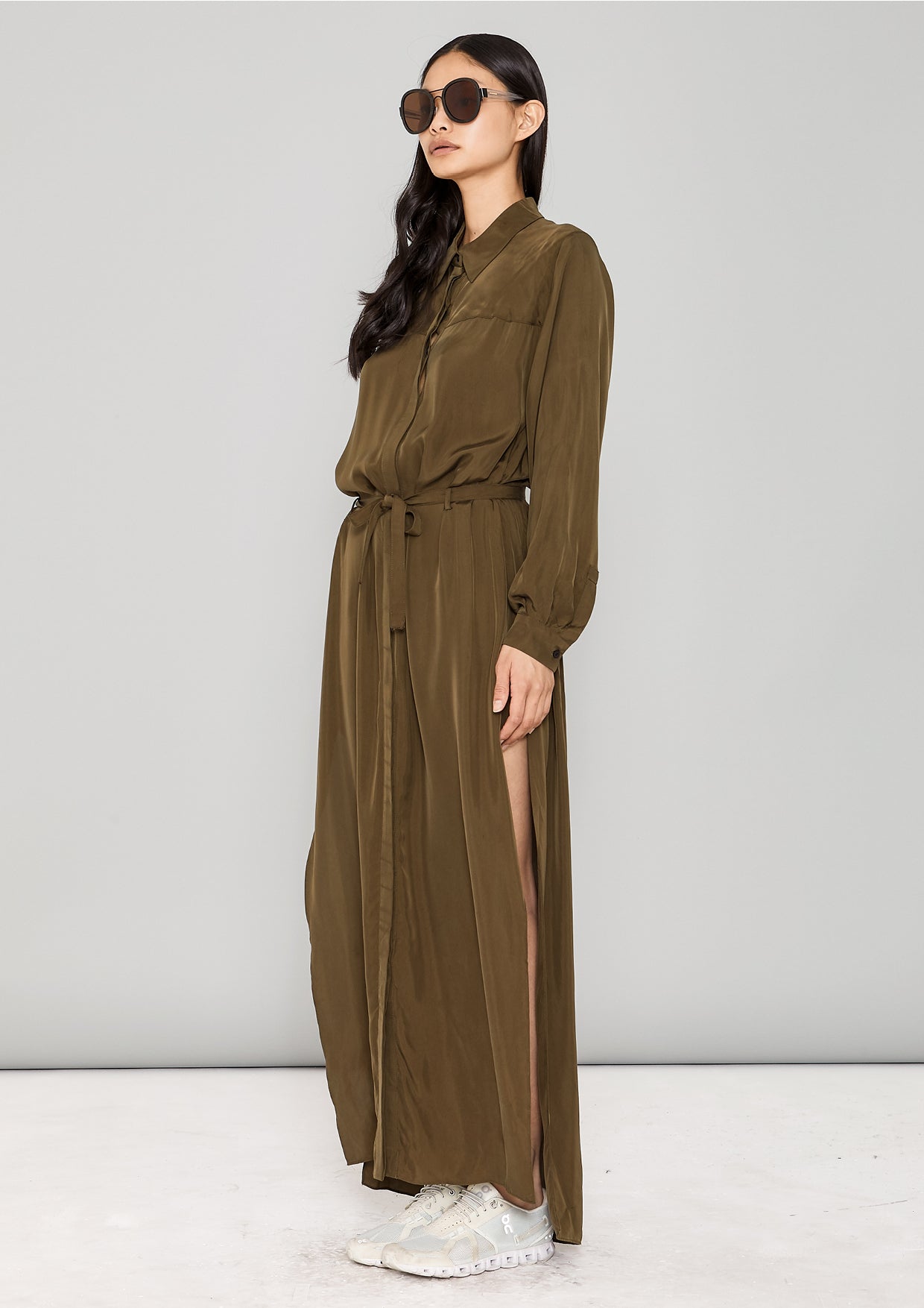 BLOUSE/DRESS - SILKY CUPRO khaki - BERENIK