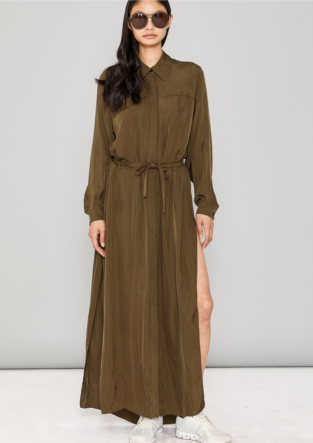 BLOUSE/DRESS - SILKY CUPRO khaki - BERENIK