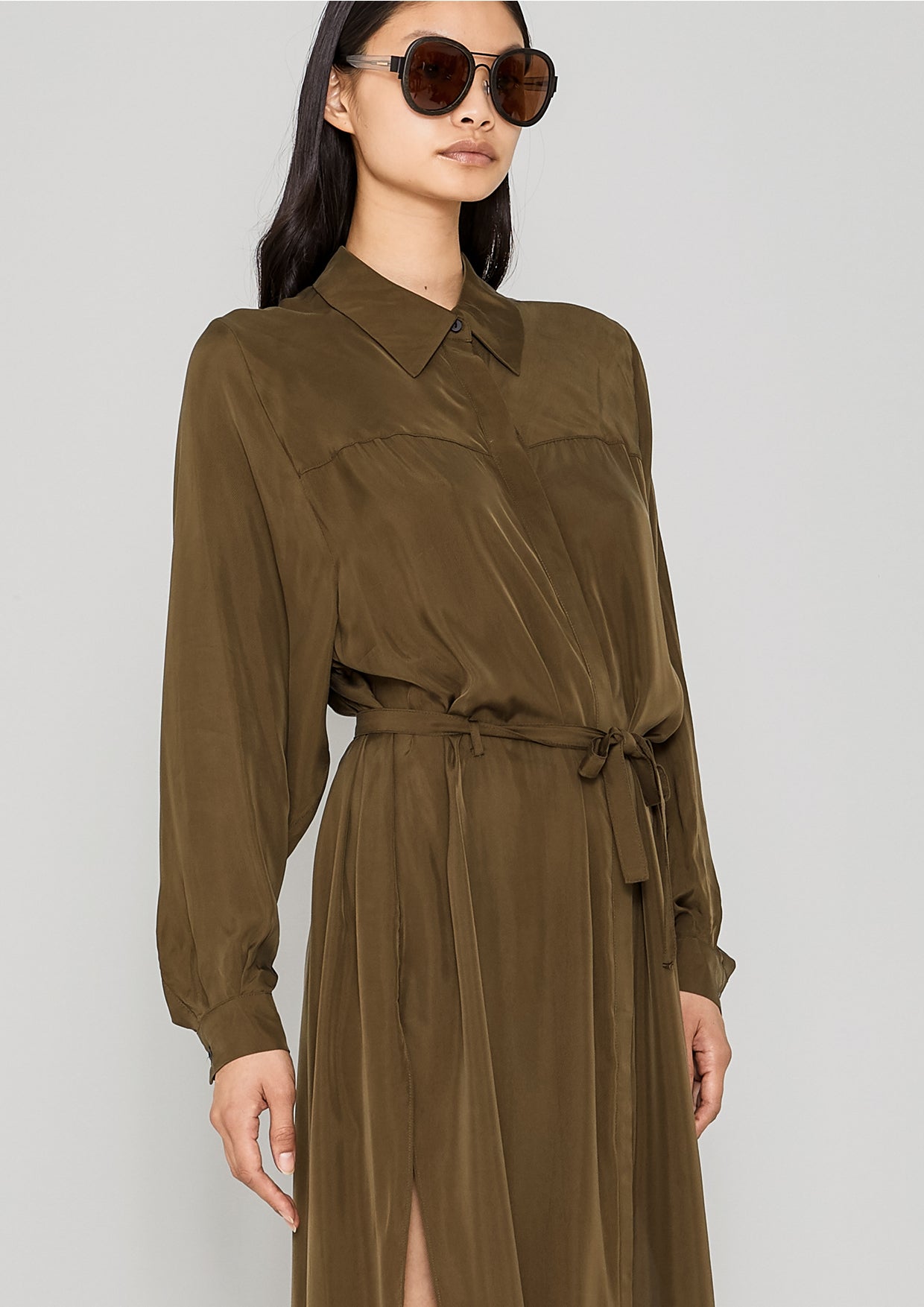BLOUSE/DRESS - SILKY CUPRO khaki - BERENIK