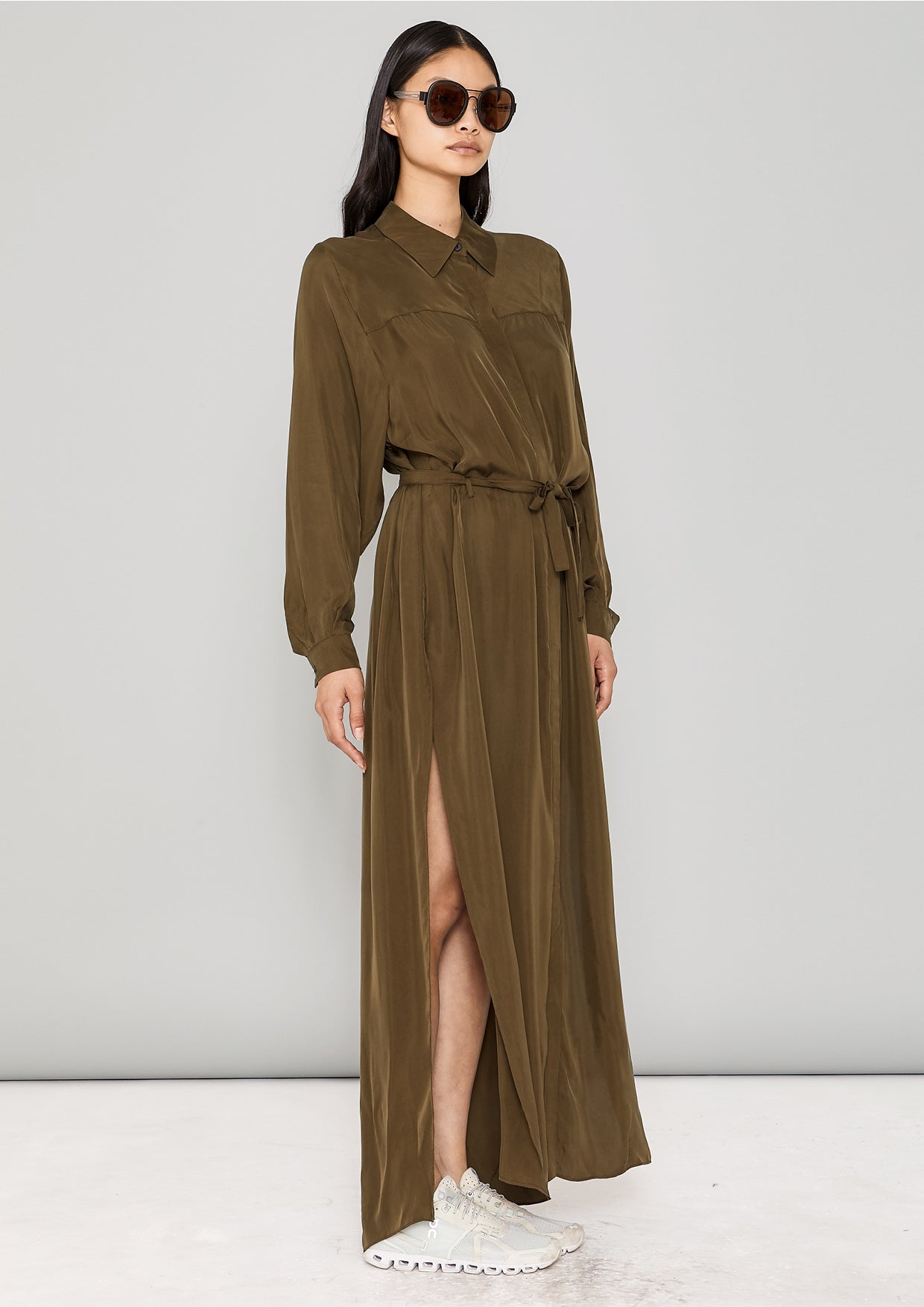 BLOUSE/DRESS - SILKY CUPRO khaki - BERENIK