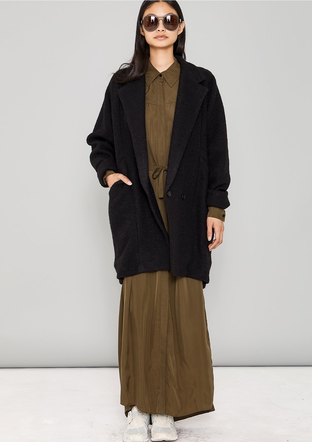 BLOUSE/DRESS - SILKY CUPRO khaki - BERENIK