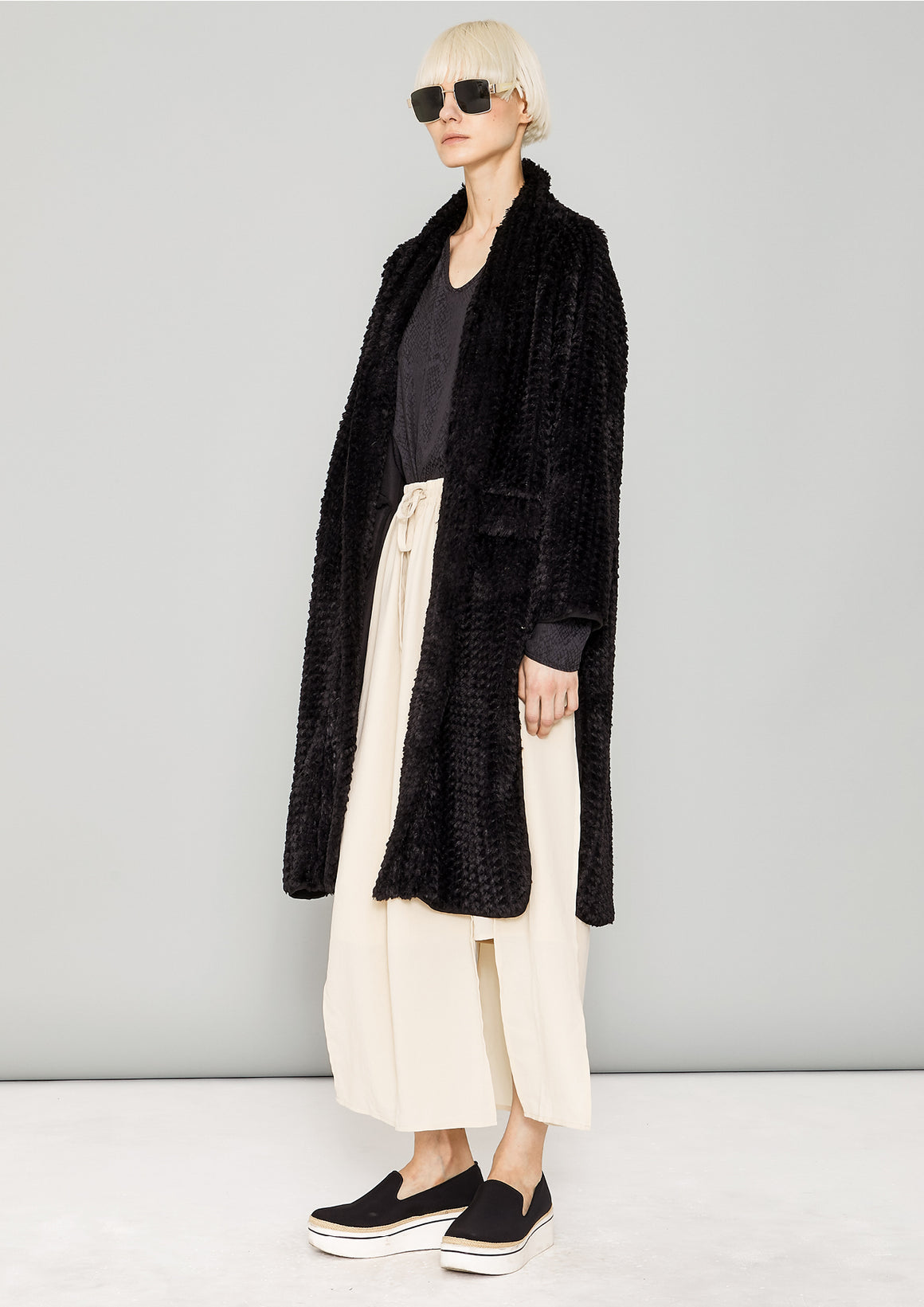 CARDIGAN - FAUX RHOMB FUR black - BERENIK