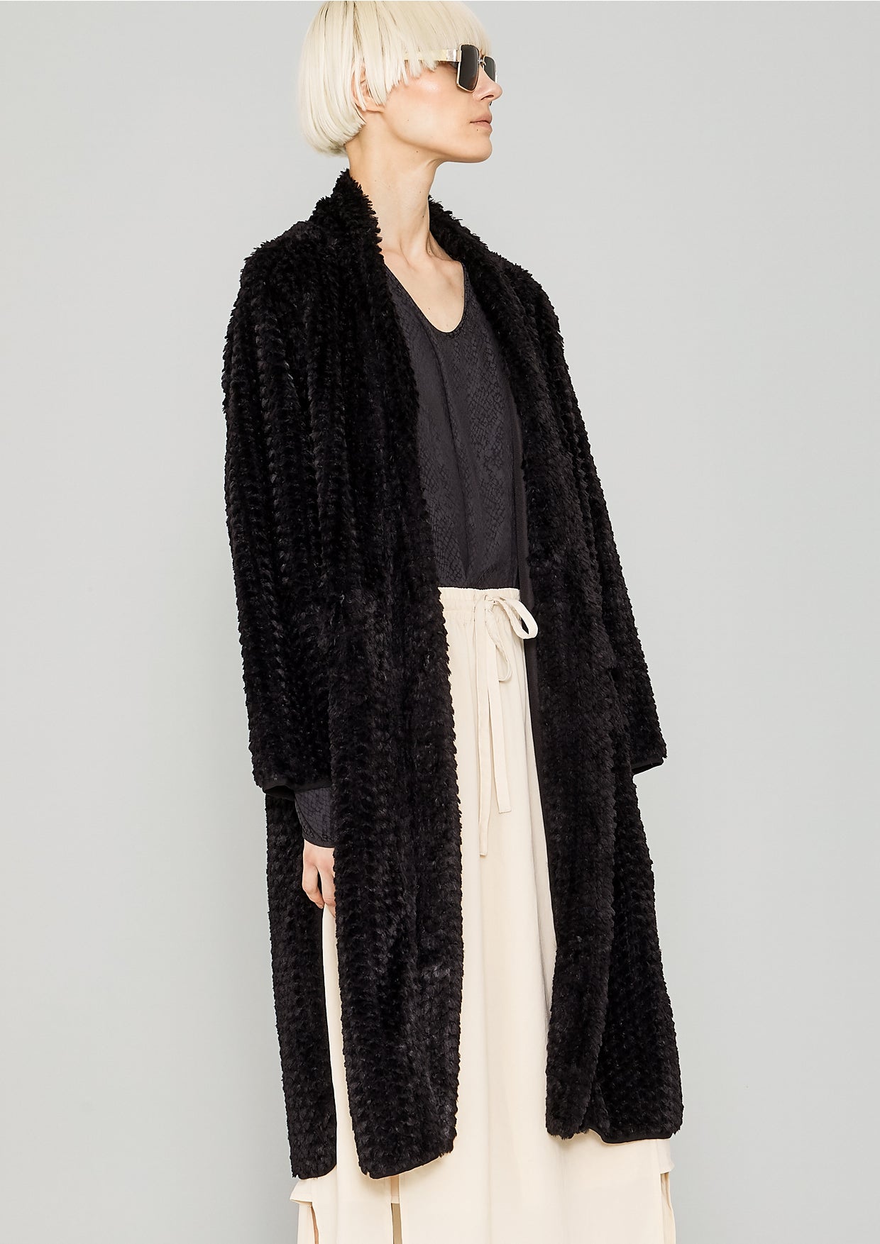 CARDIGAN - FAUX RHOMB FUR black - BERENIK
