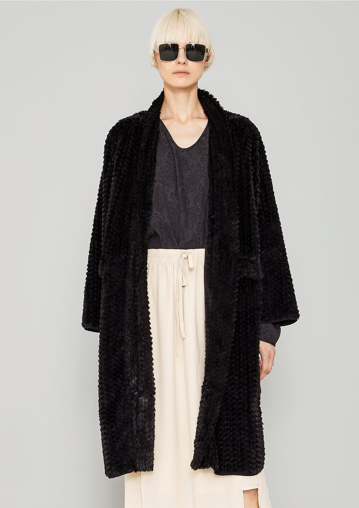 CARDIGAN - FAUX RHOMB FUR black - BERENIK