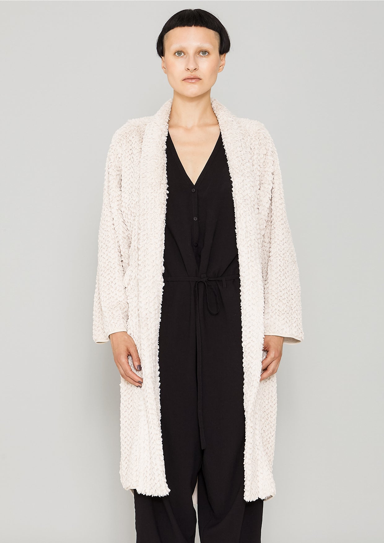 CARDIGAN - FAUX RHOMB FUR beige - BERENIK