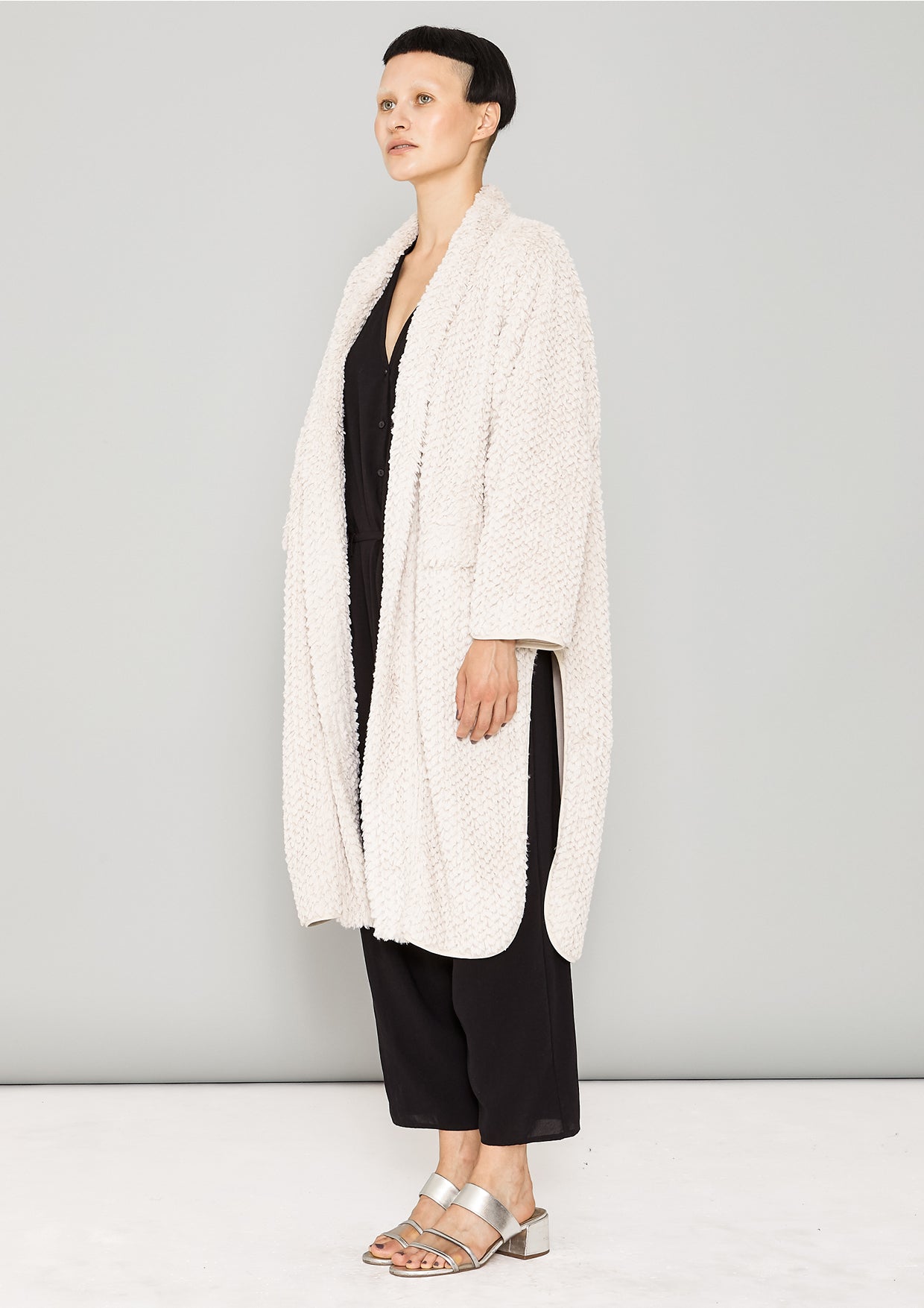 CARDIGAN - FAUX RHOMB FUR beige - BERENIK