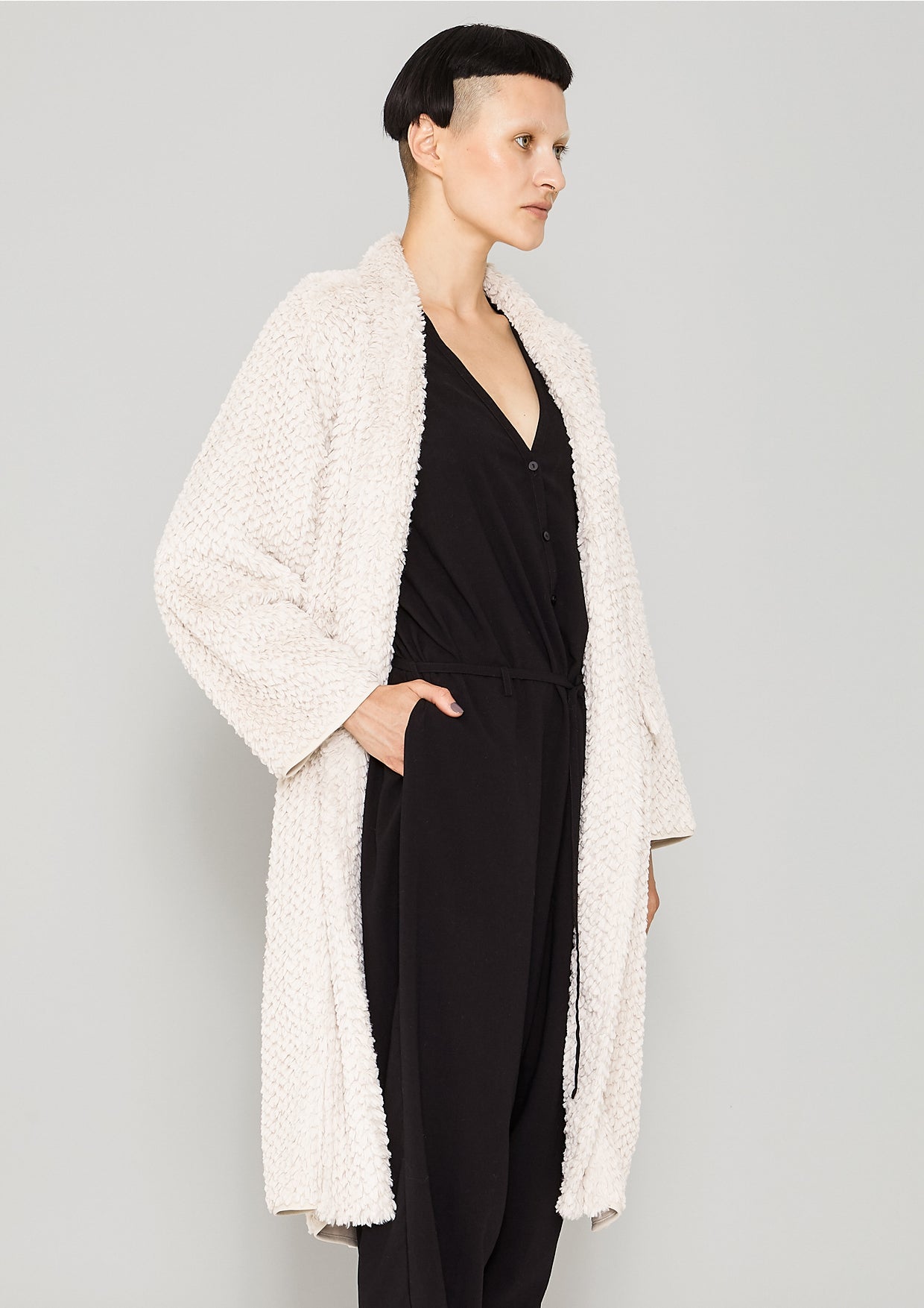 CARDIGAN - FAUX RHOMB FUR beige - BERENIK