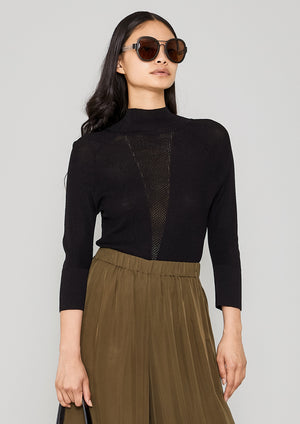 WINTER SHIRT TURTLENECK STRETCH - KNIT TRANSPARENT black - BERENIK