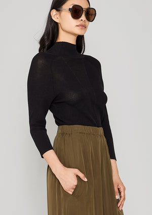 WINTER SHIRT TURTLENECK STRETCH - KNIT TRANSPARENT black - BERENIK