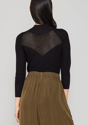 WINTER SHIRT TURTLENECK STRETCH - KNIT TRANSPARENT black - BERENIK