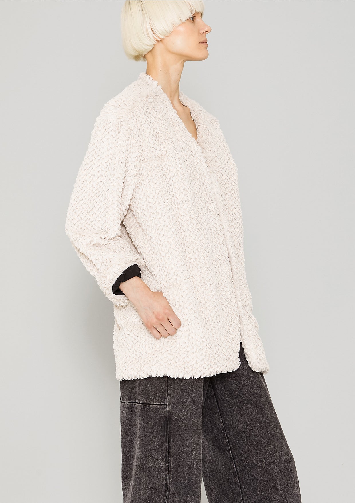 CARDIGAN - FAUX RHOMB FUR ivory - BERENIK