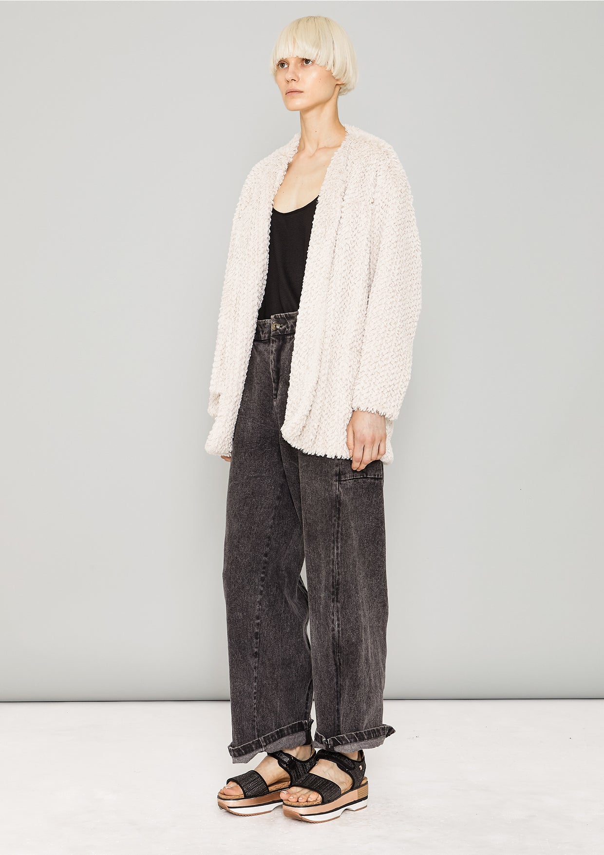 CARDIGAN - FAUX RHOMB FUR ivory - BERENIK