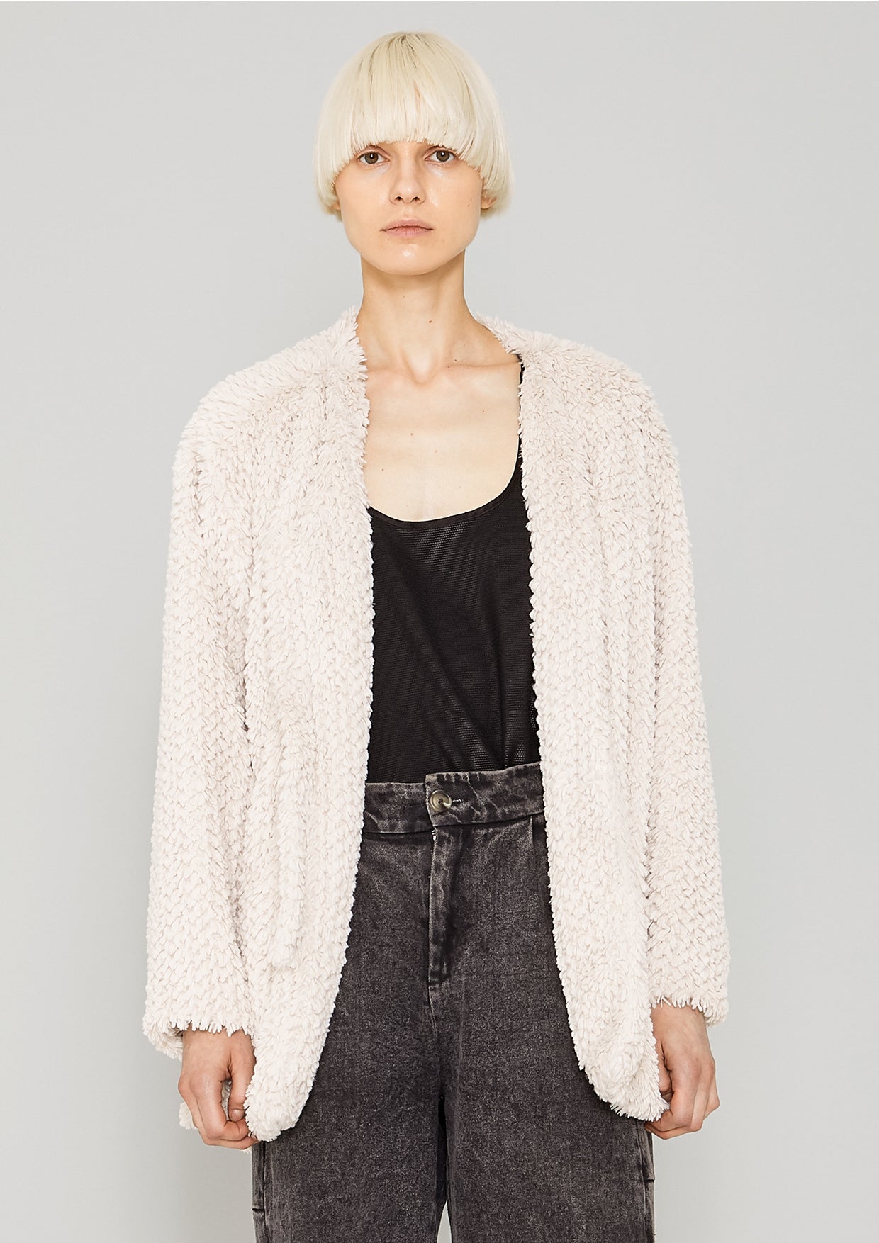 CARDIGAN - FAUX RHOMB FUR ivory - BERENIK
