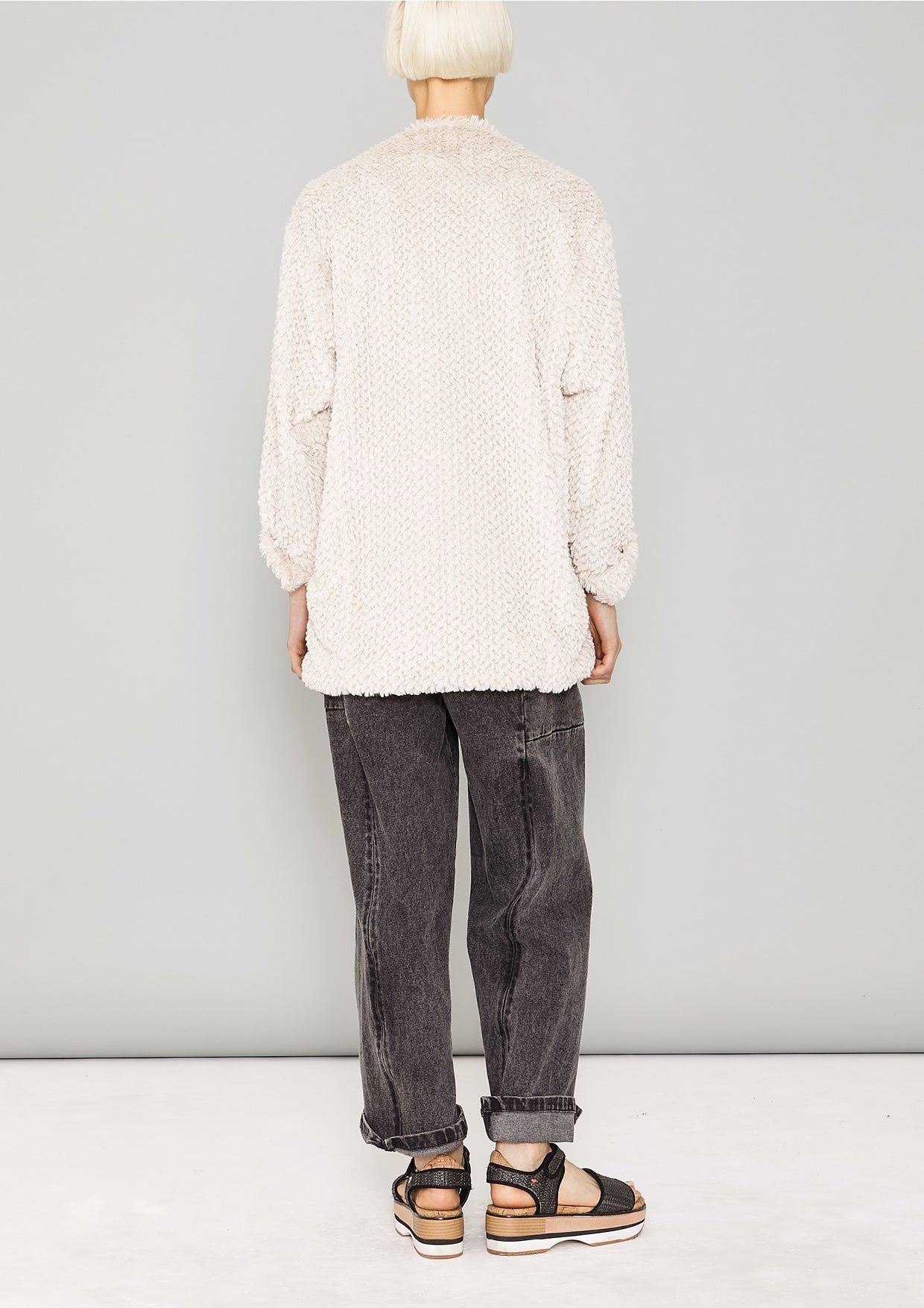 CARDIGAN - FAUX RHOMB FUR ivory - BERENIK