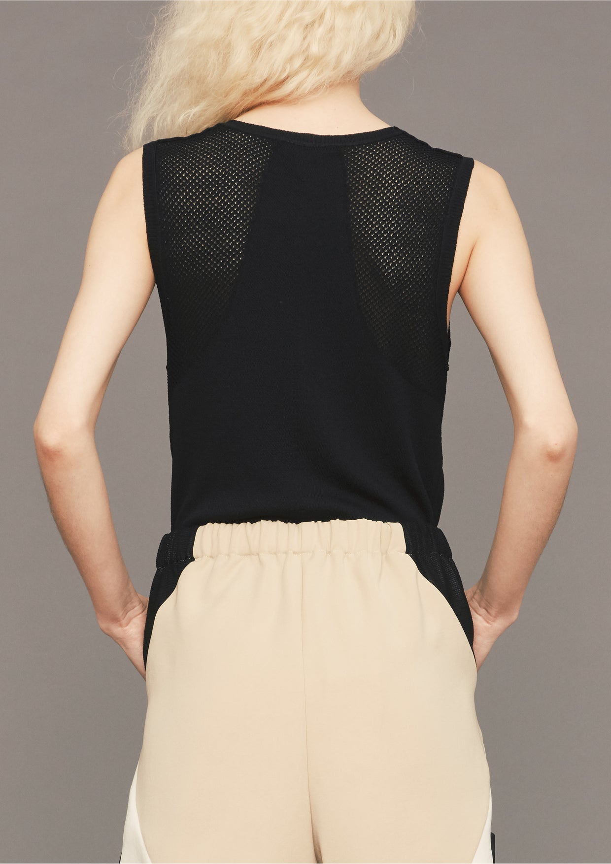 SHIRT SLEEVELESS STRETCH - KNIT black - BERENIK