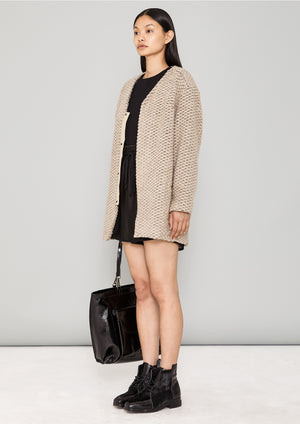 CARDIGAN - WOOL BLEND KNIT beige - BERENIK