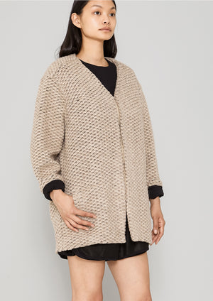 CARDIGAN - WOOL BLEND KNIT beige - BERENIK