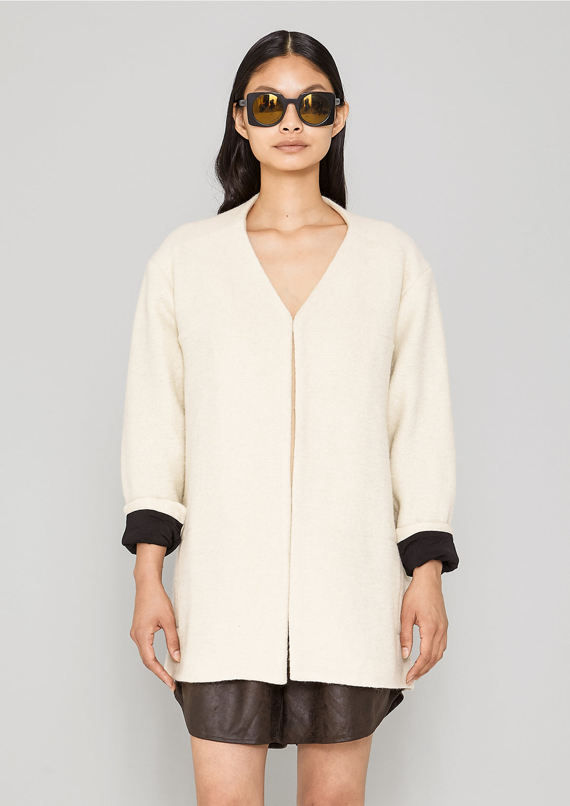 CARDIGAN - WOOL BLEND ivory - BERENIK