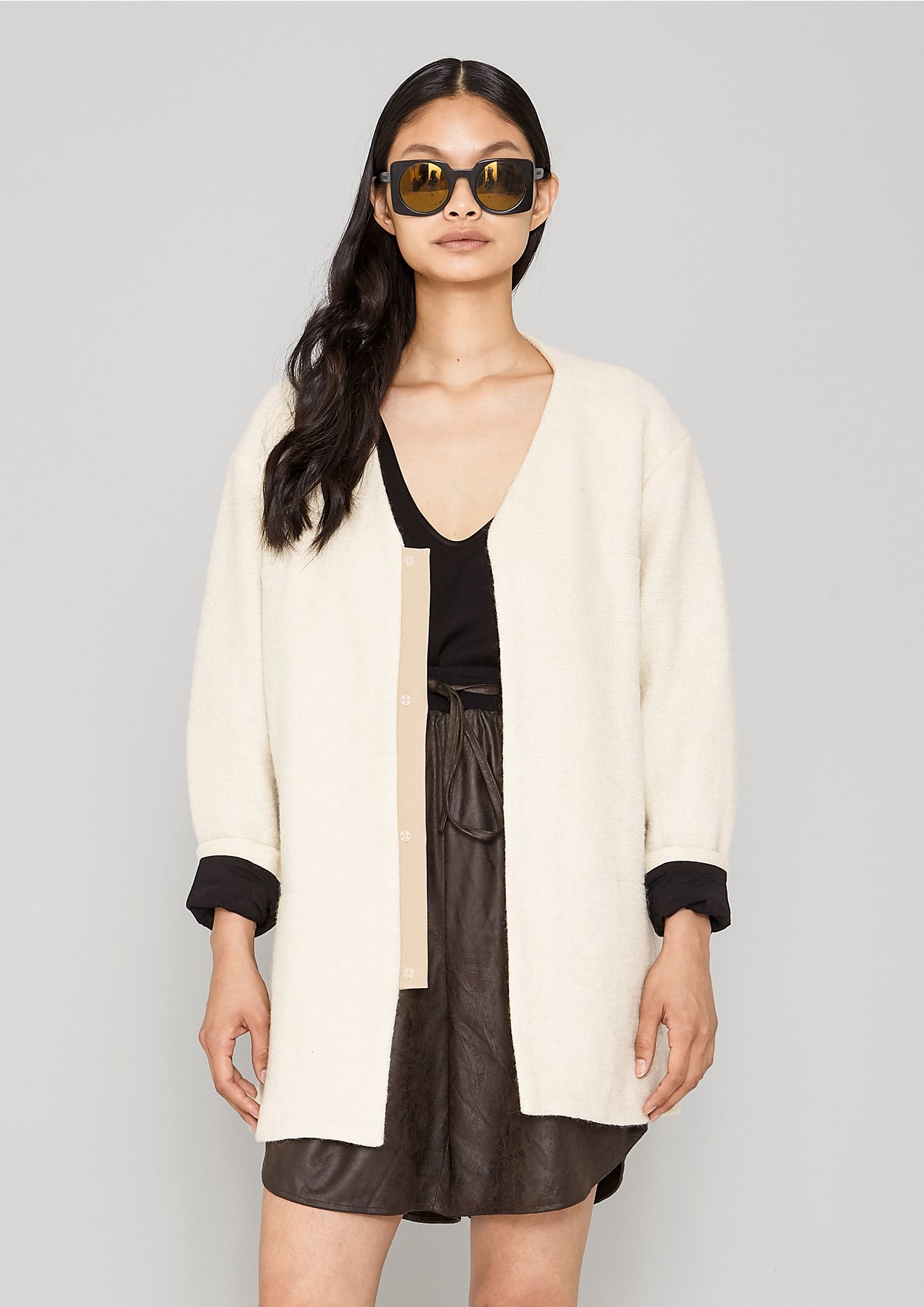 CARDIGAN - WOOL BLEND ivory - BERENIK