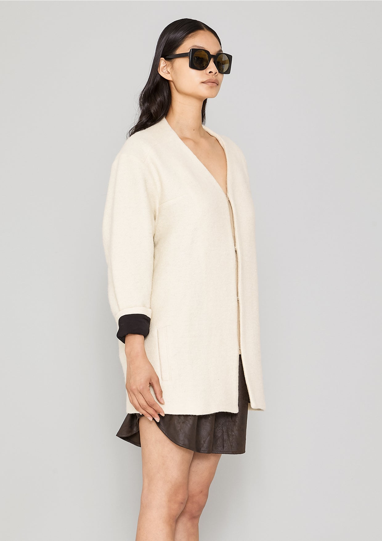 CARDIGAN - WOOL BLEND ivory - BERENIK