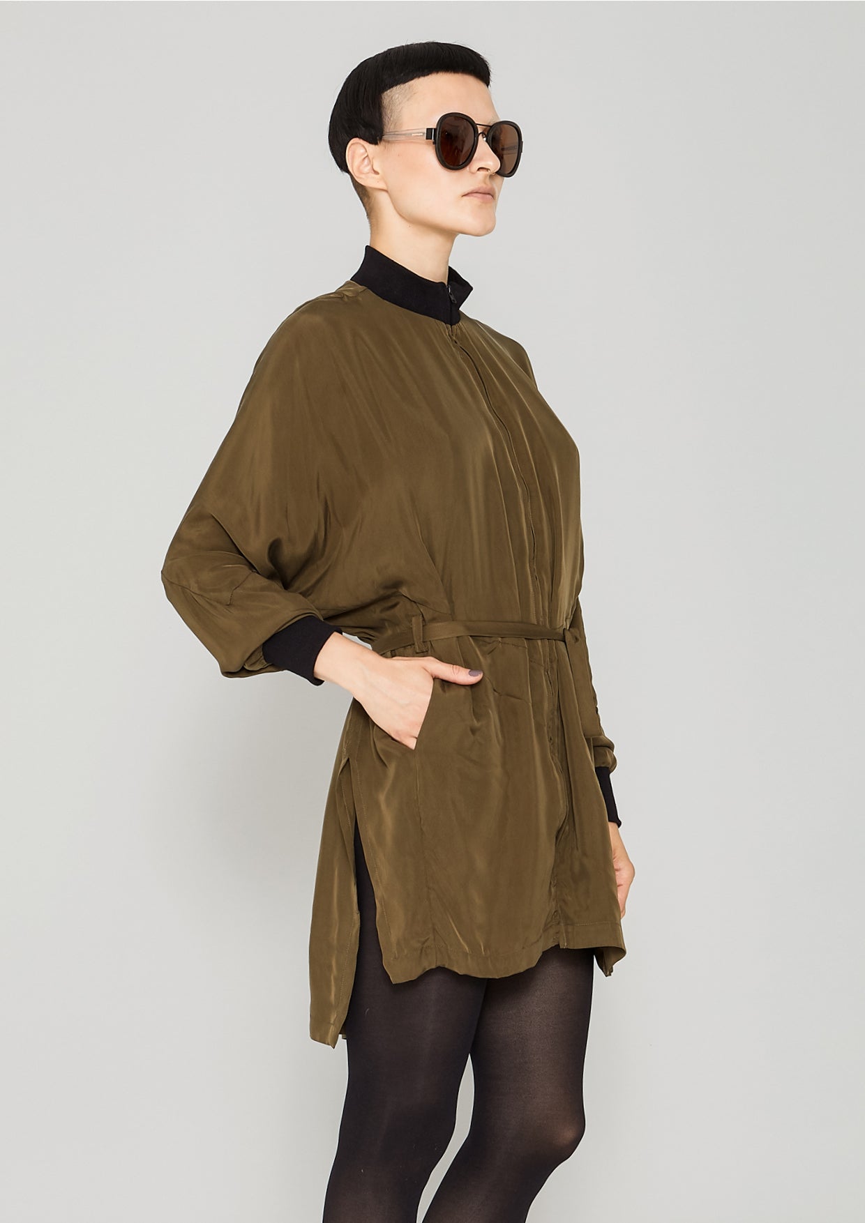 JACKET/DRESS - SILKY CUPRO khaki - BERENIK