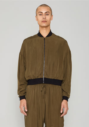 BOMBER JACKET - SILKY CUPRO khaki - BERENIK