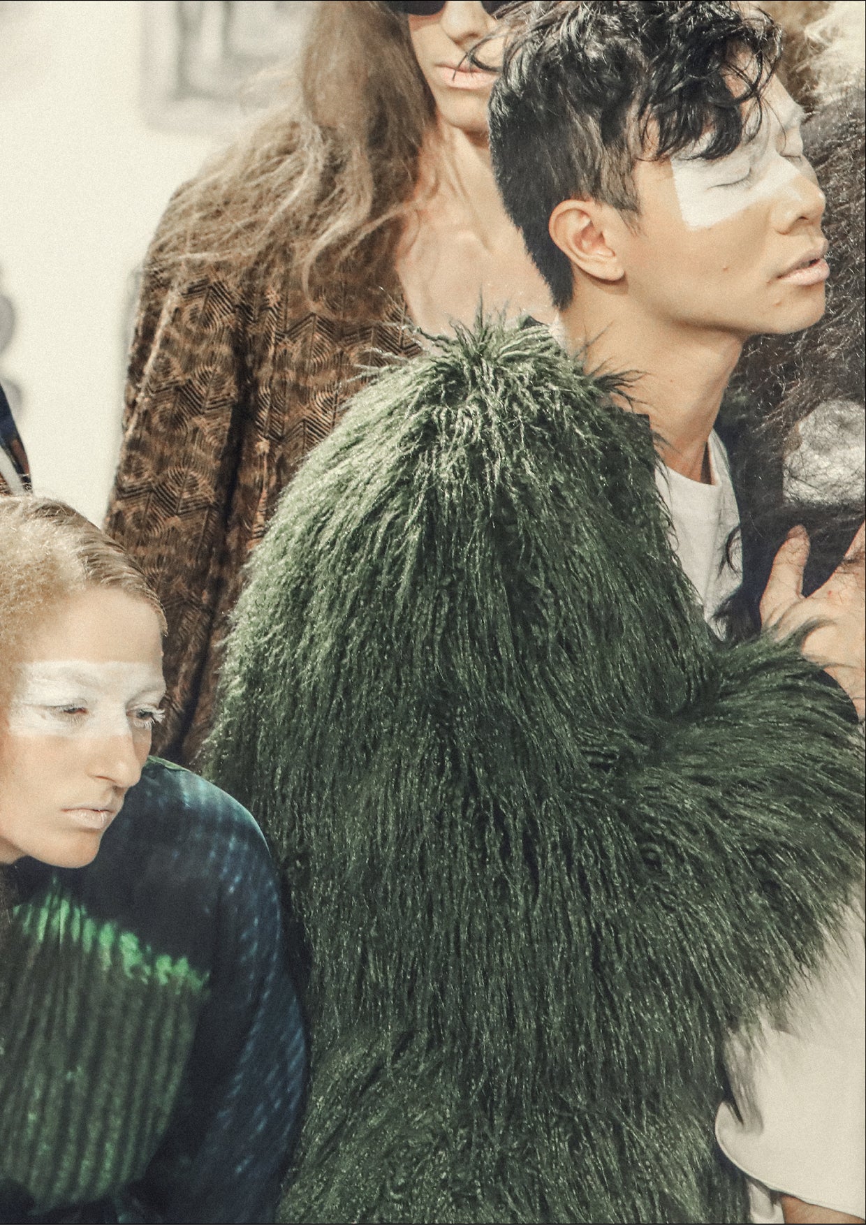 PILOT JACKET - FAUX FUR SHAGGY dark green / FUR LINING black - BERENIK